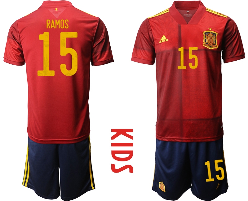 Youth 2021 European Cup Spain home red #15 Soccer Jersey